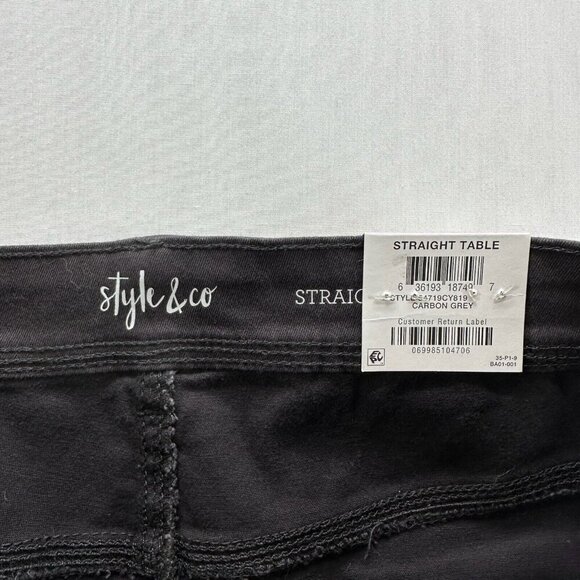 Style & Co Pants Women's 16S Highrise Tummy Control Straight Chino Carbon Gray - Picture 7 of 13